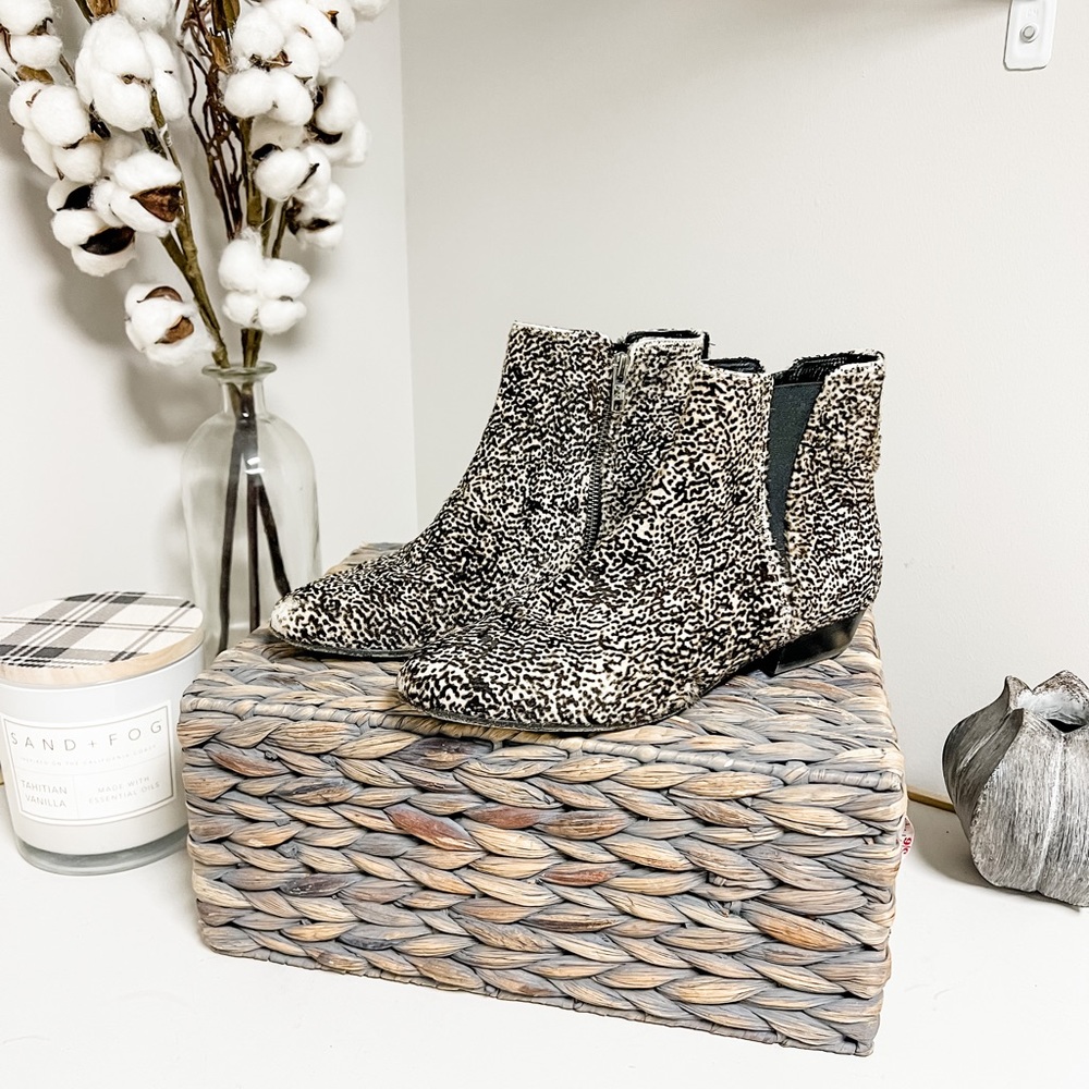 Isabel Marant Etoile Pony Hair Animal Print Patsha Leather Ankle Boots Size 6.5